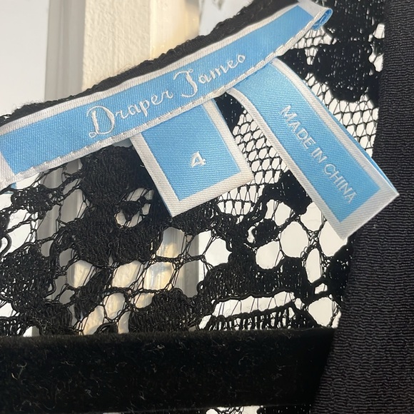 EUC Draper James Sarah Lace Dress Size 4 Solid Black Floral Tulip Sleeve… - Picture 3 of 8
